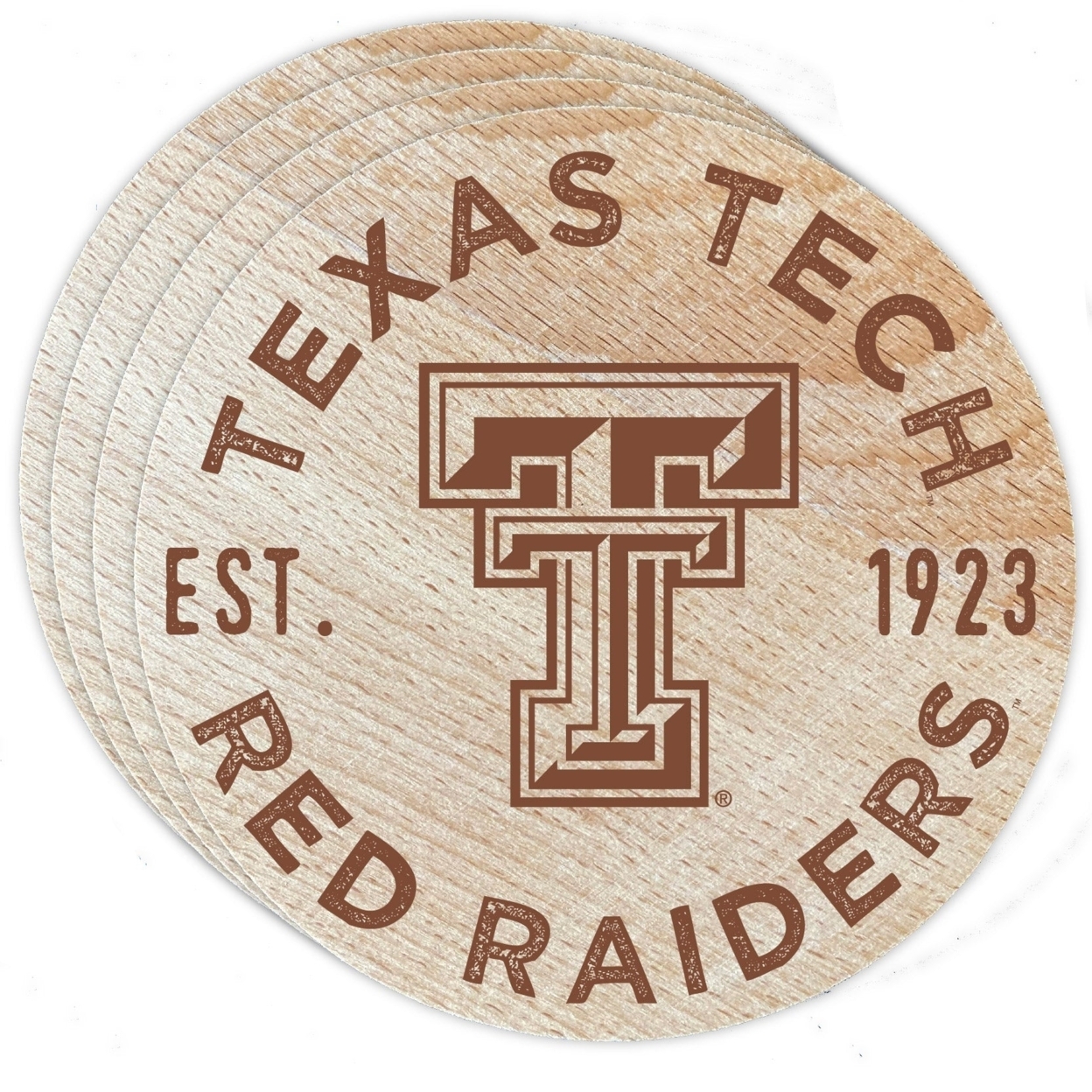 Texas Tech Red Raiders Wood Coaster Engraved 4 Pack