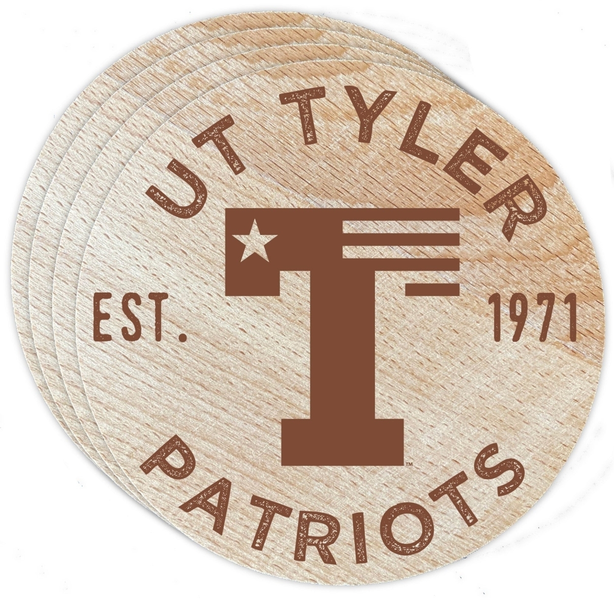 The University Of Texas At Tyler Wood Coaster Engraved 4 Pack