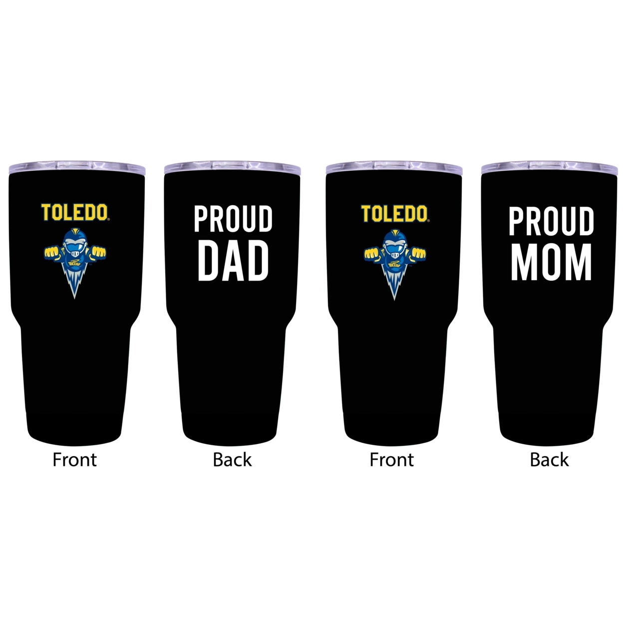 Toledo Rockets Proud Mom And Dad 24 Oz Insulated Stainless Steel Tumblers 2 Pack Black.