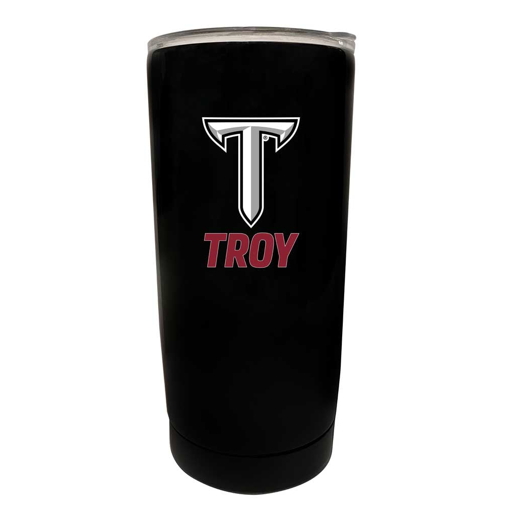 Troy University 16 Oz Choose Your Color Insulated Stainless Steel Tumbler Glossy Brushed Finish - Black