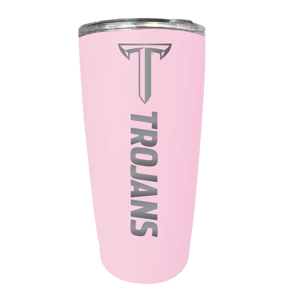 Troy University Etched 16 Oz Stainless Steel Tumbler (Gray) - Pink