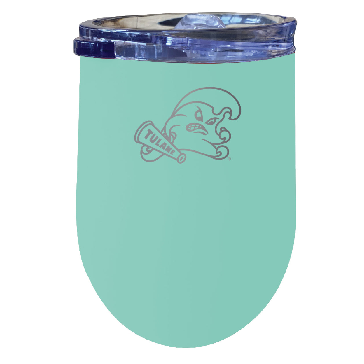 Tulane University Green Wave 12 Oz Etched Insulated Wine Stainless Steel Tumbler - Choose Your Color - Seafoam