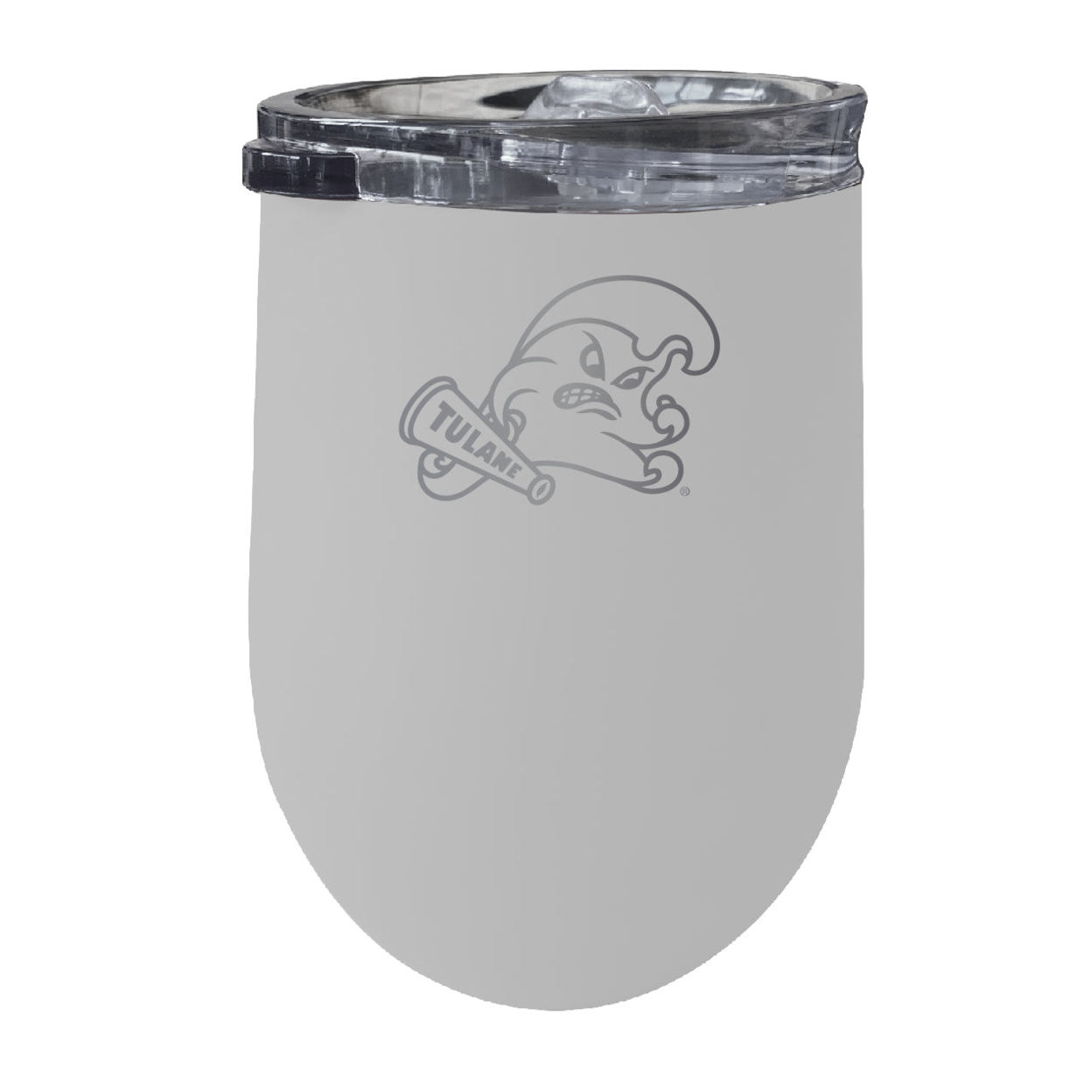Tulane University Green Wave 12 Oz Etched Insulated Wine Stainless Steel Tumbler - Choose Your Color - White