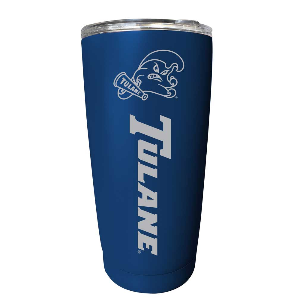 Tulane University Green Wave Etched 16 Oz Stainless Steel Tumbler (Choose Your Color) - Navy