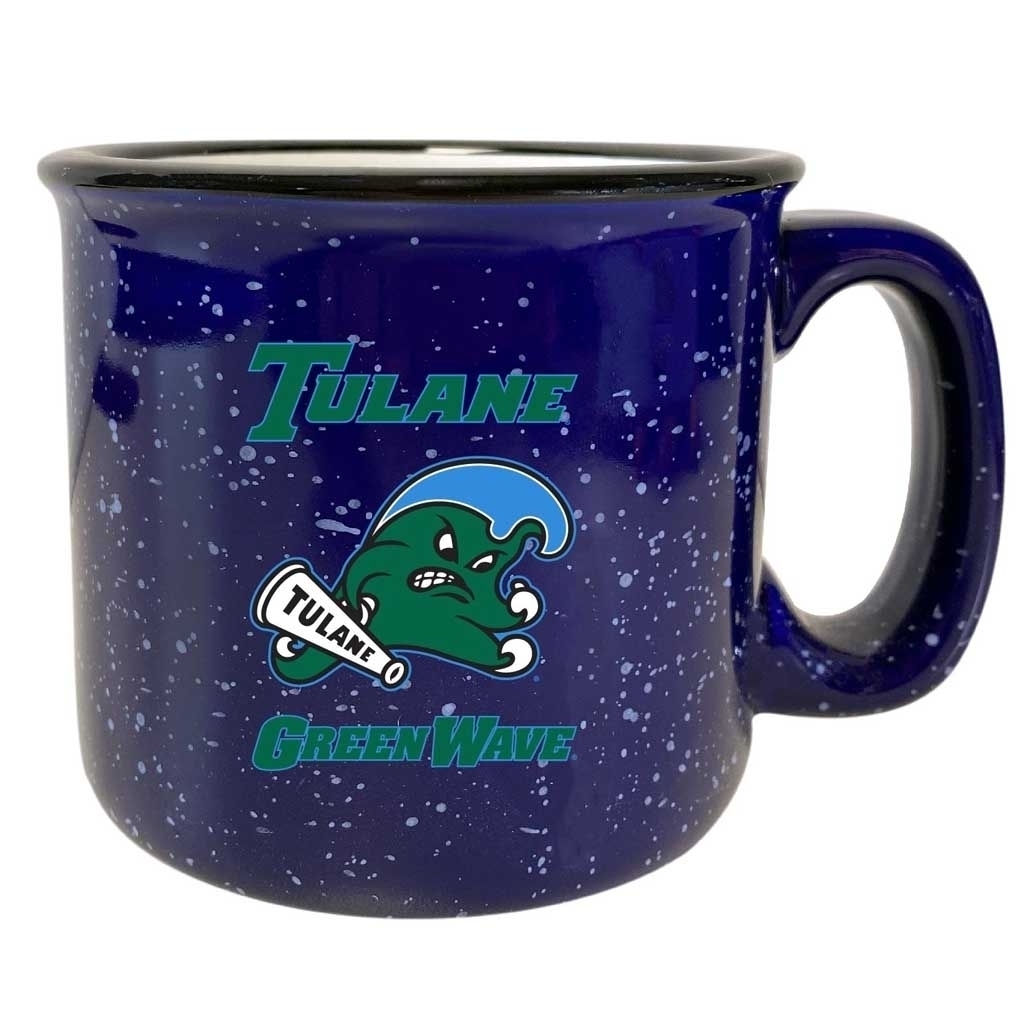 Tulane University Green Wave Speckled Ceramic Camper Coffee Mug - Choose Your Color - Navy
