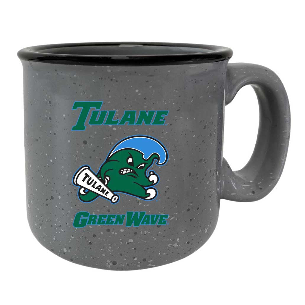 Tulane University Green Wave Speckled Ceramic Camper Coffee Mug - Choose Your Color - Gray