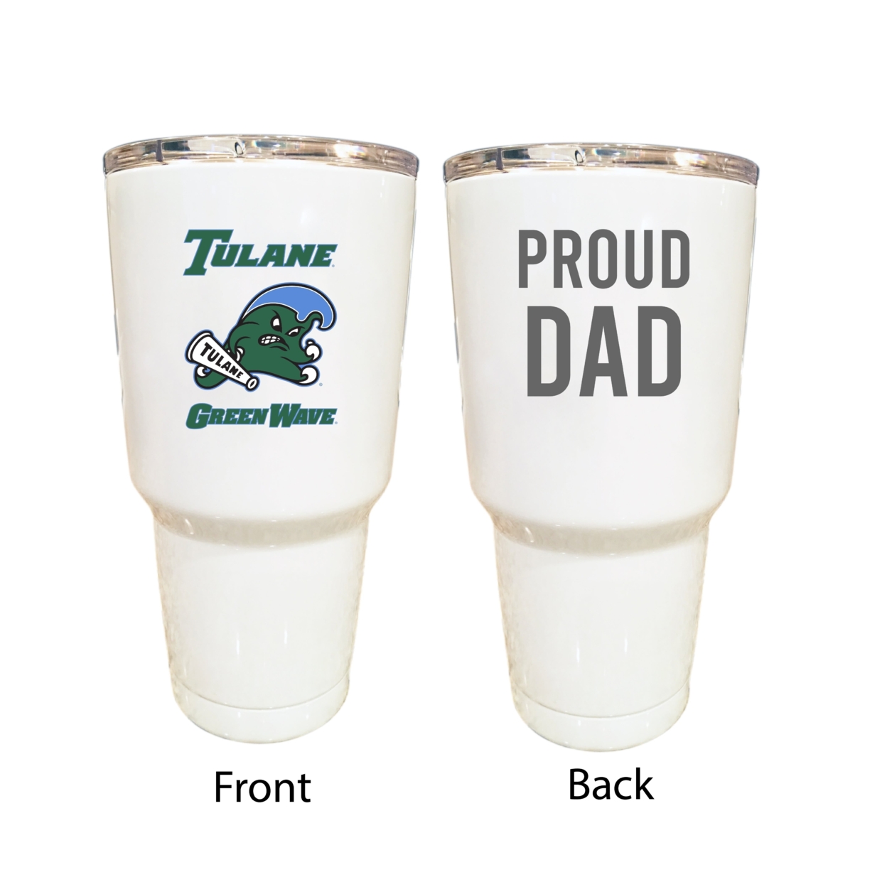 Tulane University Green Wave Proud Dad 24 Oz Insulated Stainless Steel Tumblers Choose Your Color. - White