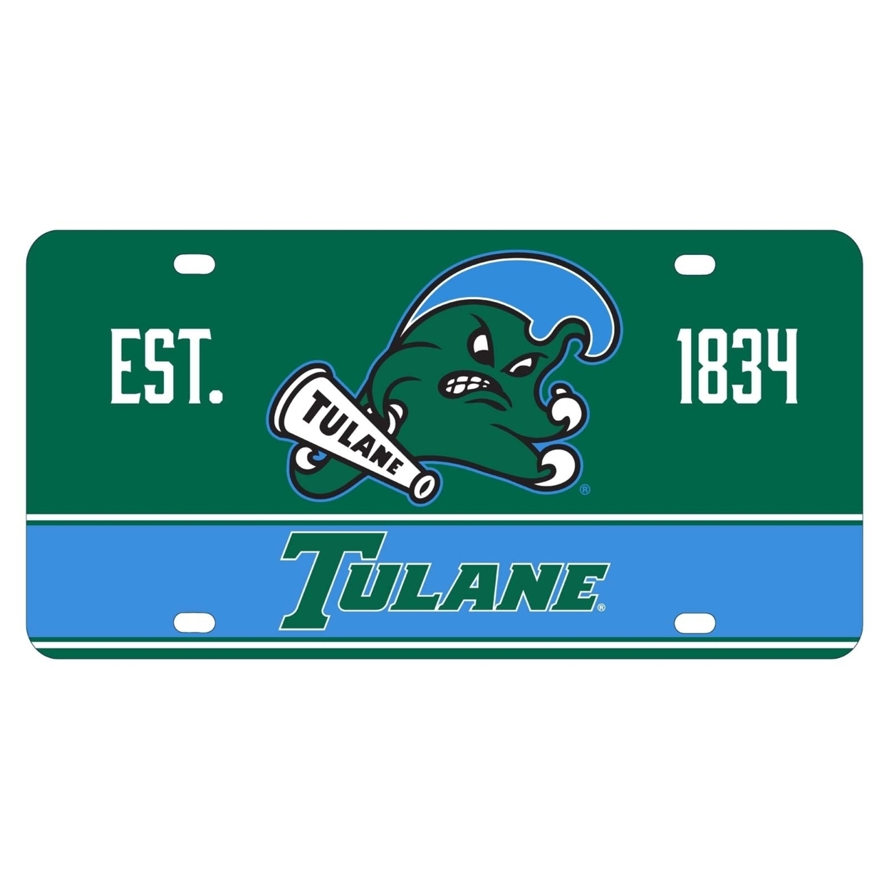 Tulane University Green Wave Metal License Plate