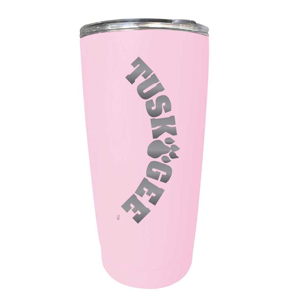 Tuskegee University Etched 16 Oz Stainless Steel Tumbler (Gray) - Pink