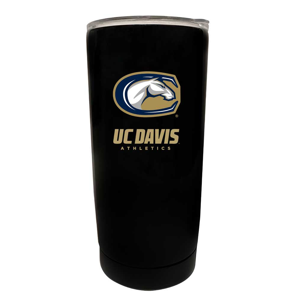 UC Davis Aggies 16 Oz Choose Your Color Insulated Stainless Steel Tumbler Glossy Brushed Finish - Black