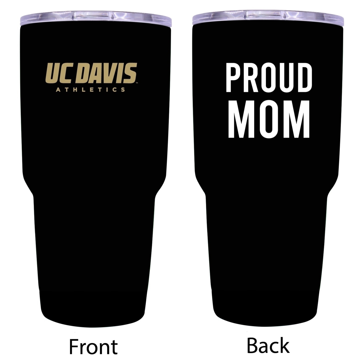UC Davis Aggies Proud Mom 24 Oz Insulated Stainless Steel Tumblers Choose Your Color. - Black