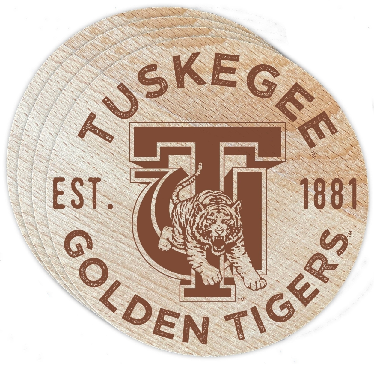 Tuskegee University Wood Coaster Engraved 4 Pack