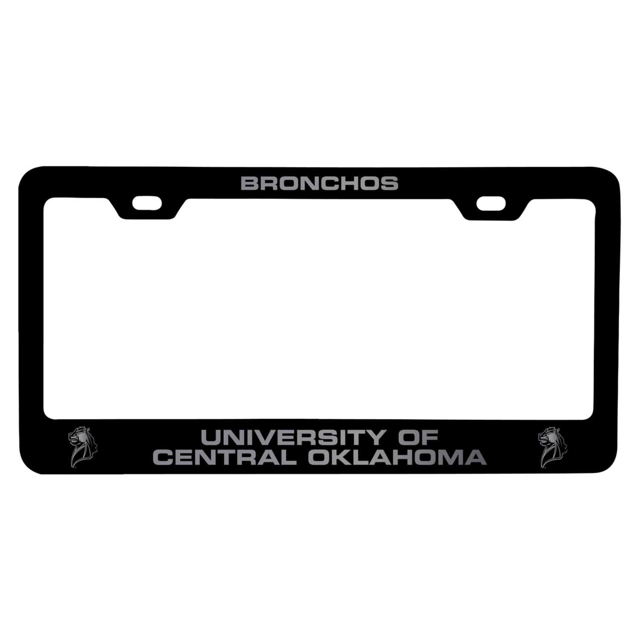 University Of Central Oklahoma Bronchos Laser Engraved Metal License Plate Frame - Choose Your Color - Black