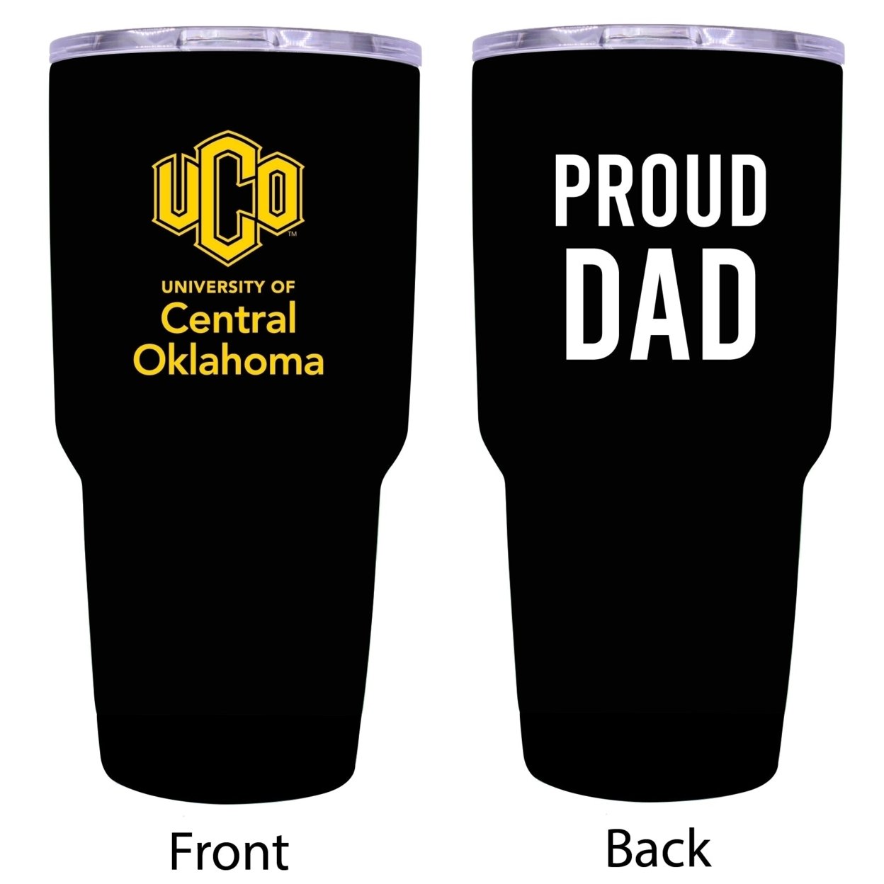 University Of Central Oklahoma Bronchos Proud Dad 24 Oz Insulated Stainless Steel Tumblers Choose Your Color. - Black