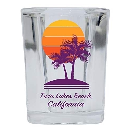 Twin Lakes Beach California Souvenir 2 Ounce Square Shot Glass Palm Design