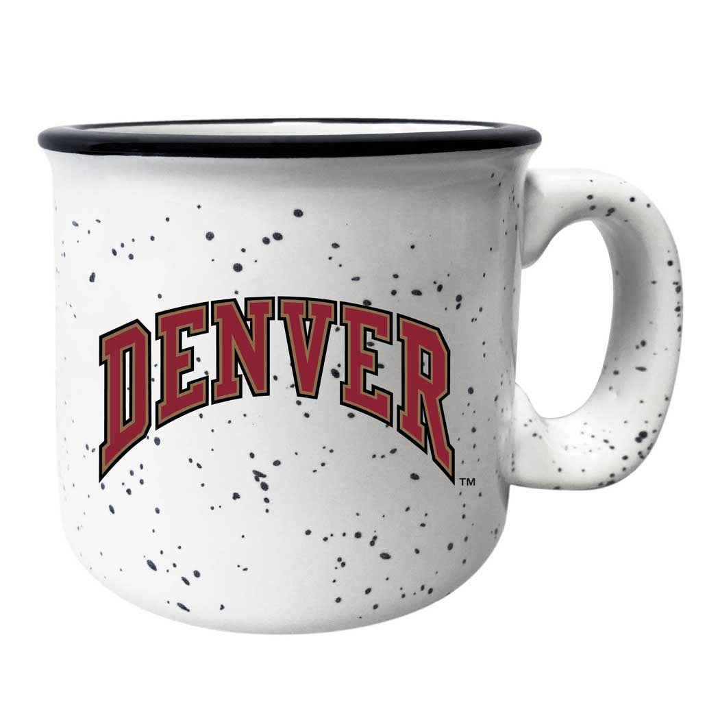 University Of Denver Pioneers Speckled Ceramic Camper Coffee Mug - Choose Your Color - White