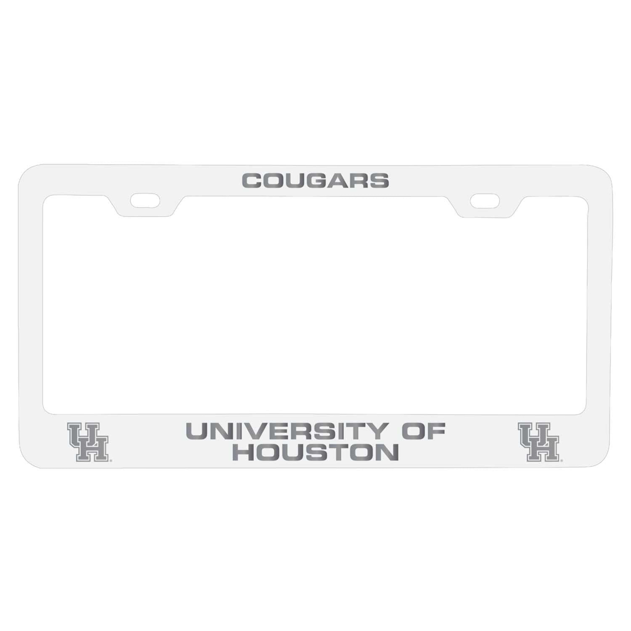 University Of Houston Laser Engraved Metal License Plate Frame - Choose Your Color - White