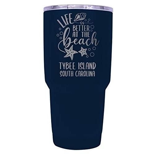 Tybee Island South Carolina Souvenir Laser Engraved 24 Oz Insulated Stainless Steel Tumbler Navy