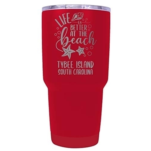 Tybee Island South Carolina Souvenir Laser Engraved 24 Oz Insulated Stainless Steel Tumbler Red