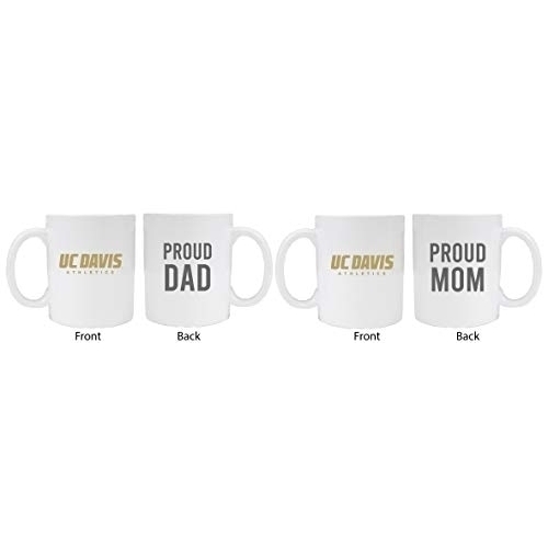 UC Davis Aggies Proud Mom And Dad White Ceramic Coffee Mug 2 Pack (White).