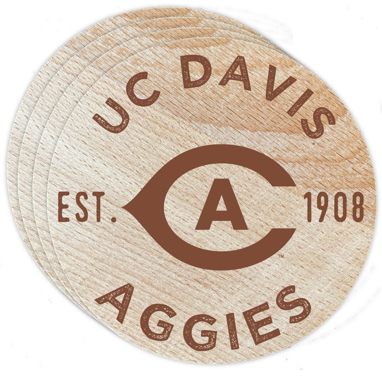 UC Davis Aggies Wood Coaster Engraved 4 Pack