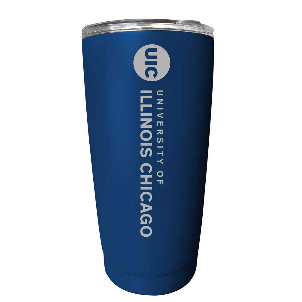 University Of Illinois At Chicago 16 Oz Stainless Steel Etched Tumbler - Choose Your Color - Navy