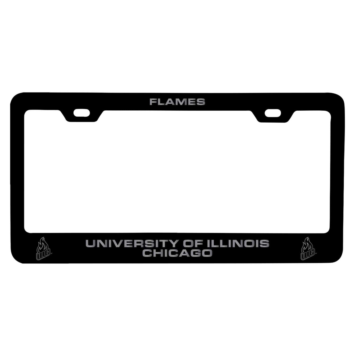 University Of Illinois At Chicago Laser Engraved Metal License Plate Frame - Choose Your Color - Black