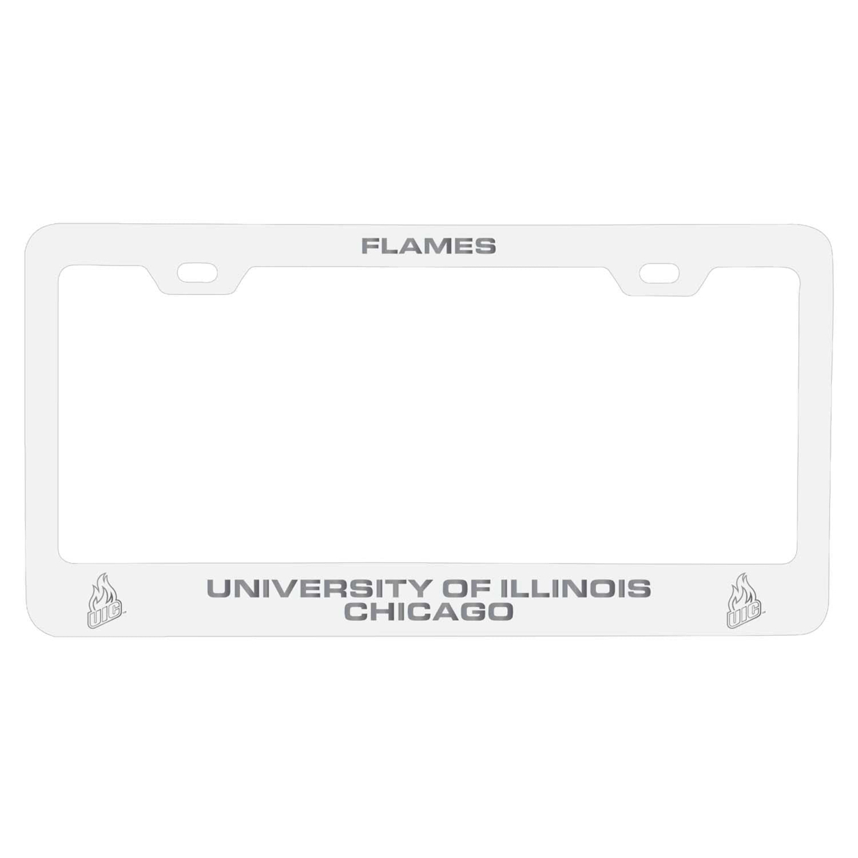 University Of Illinois At Chicago Laser Engraved Metal License Plate Frame - Choose Your Color - White