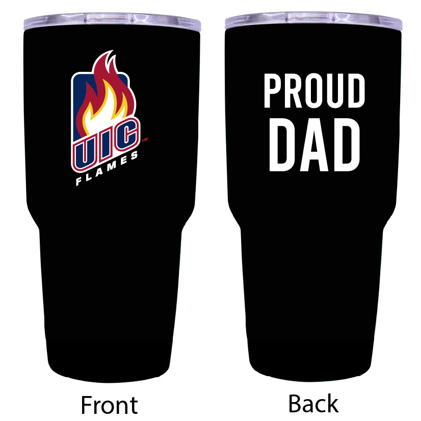 University Of Illinois At Chicago Proud Dad 24 Oz Insulated Stainless Steel Tumblers Choose Your Color. - Black