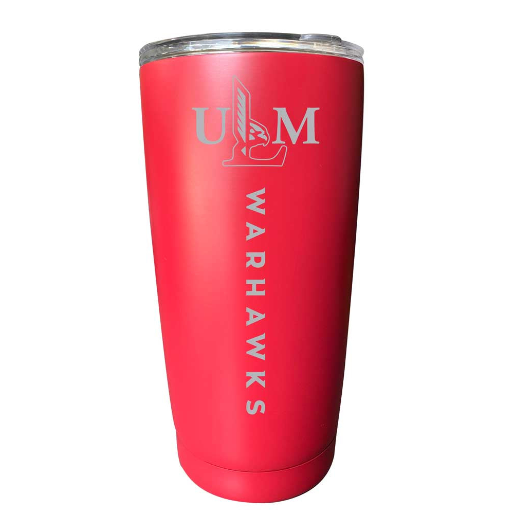 University Of Louisiana Monroe Etched 16 Oz Stainless Steel Tumbler (Choose Your Color) - Red