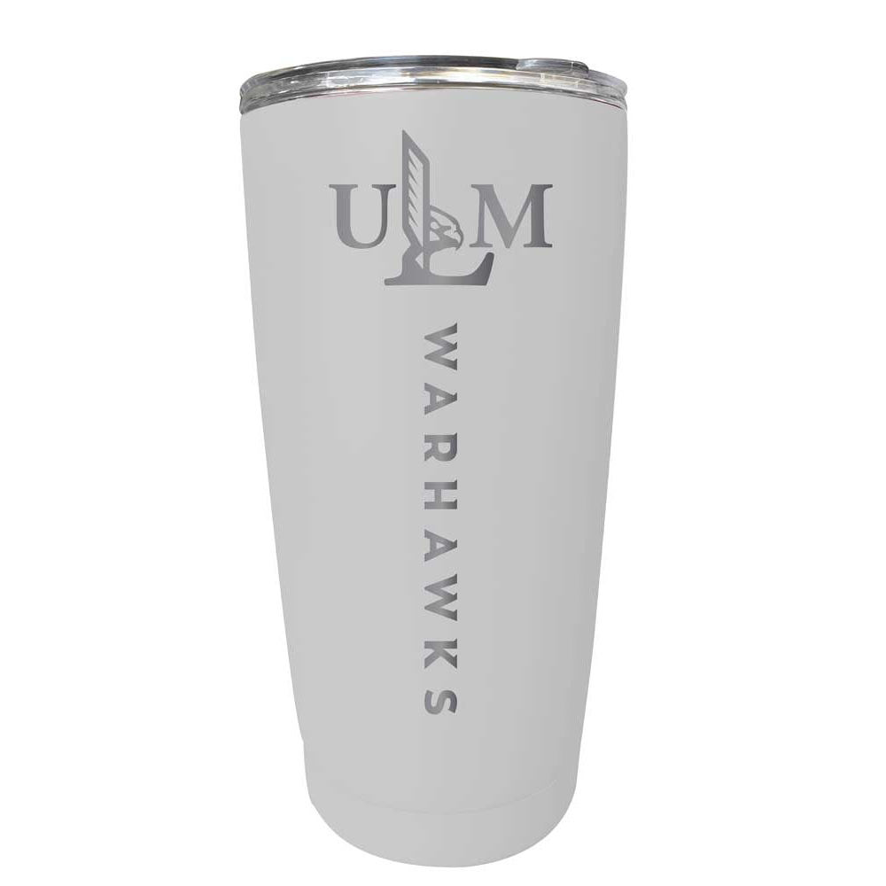 University Of Louisiana Monroe Etched 16 Oz Stainless Steel Tumbler (Choose Your Color) - White