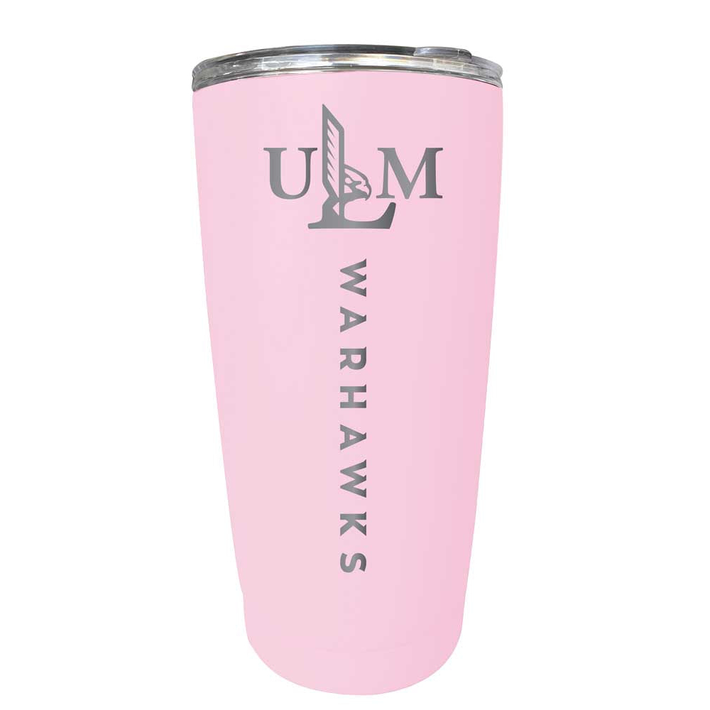 University Of Louisiana Monroe Etched 16 Oz Stainless Steel Tumbler (Gray) - Pink
