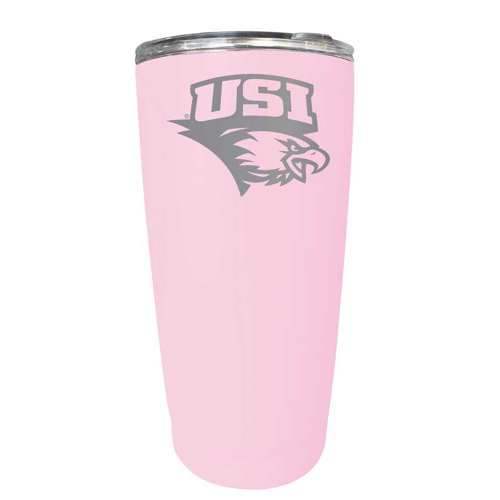 University Of Southern Indiana Etched 16 Oz Stainless Steel Tumbler (Gray) - Pink