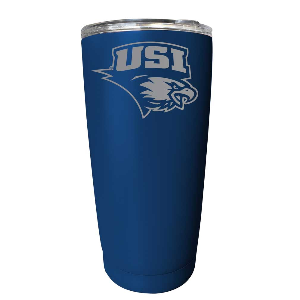 University Of Southern Indiana Etched 16 Oz Stainless Steel Tumbler (Choose Your Color) - Navy