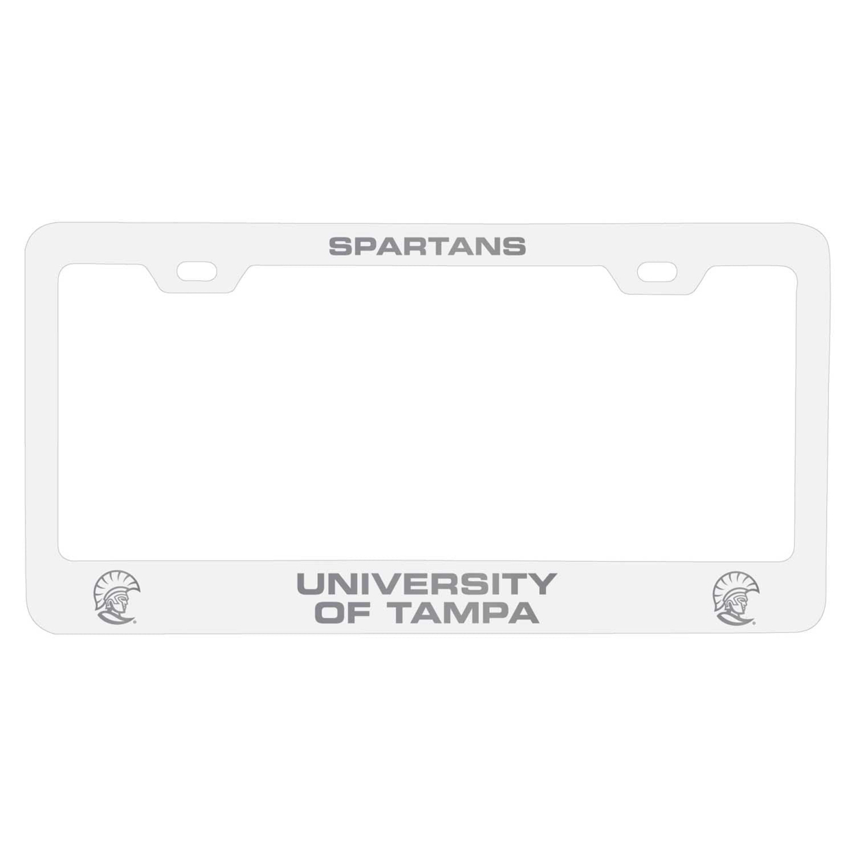 University Of Tampa Spartans Laser Engraved Metal License Plate Frame - Choose Your Color - White