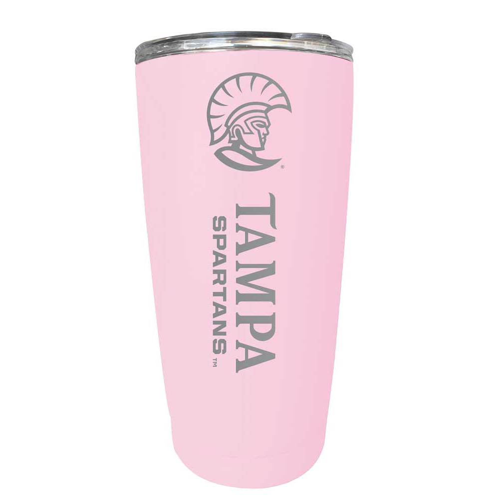 University Of Tampa Spartans Etched 16 Oz Stainless Steel Tumbler (Gray) - Pink