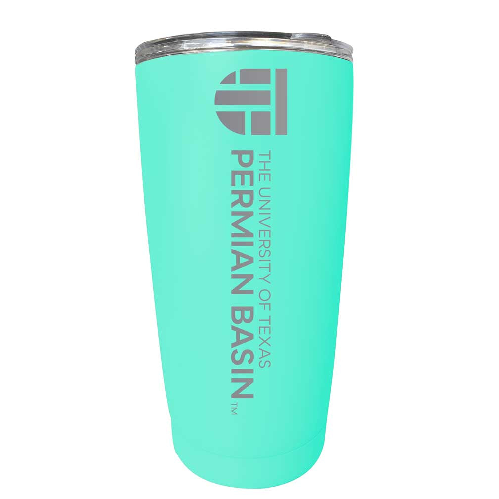 University Of Texas Of The Permian Basin Etched 16 Oz Stainless Steel Tumbler (Choose Your Color) - Seafoam