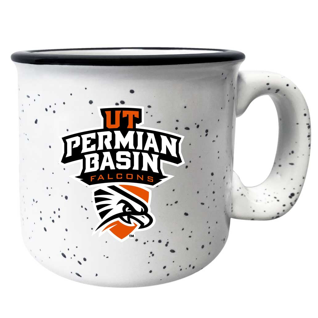 University Of Texas Of The Permian Basin Speckled Ceramic Camper Coffee Mug - Choose Your Color - White