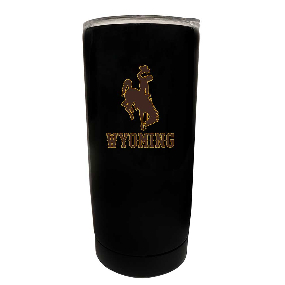 University Of Wyoming 16 Oz Choose Your Color Insulated Stainless Steel Tumbler Glossy Brushed Finish - Black