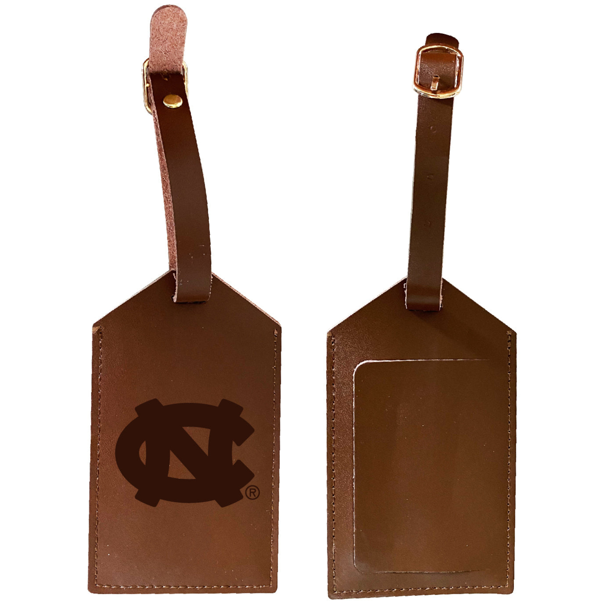 UNC Tar Heels Leather Luggage Tag Engraved