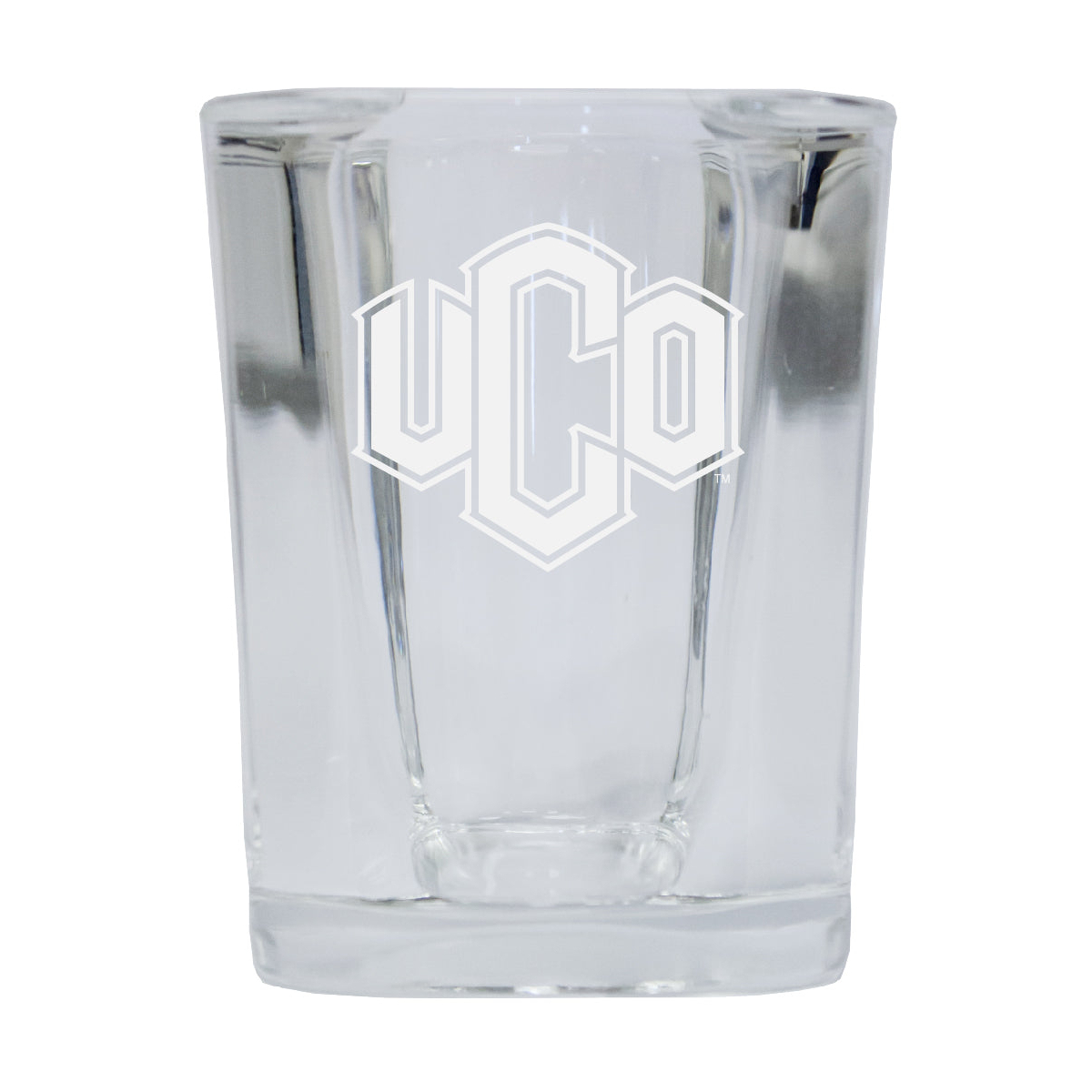 University Of Central Oklahoma Bronchos 2 Ounce Square Shot Glass Laser Etched Logo Design
