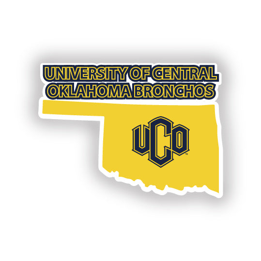 University Of Central Oklahoma Bronchos 4 Inch State Shape Vinyl Decal Sticker