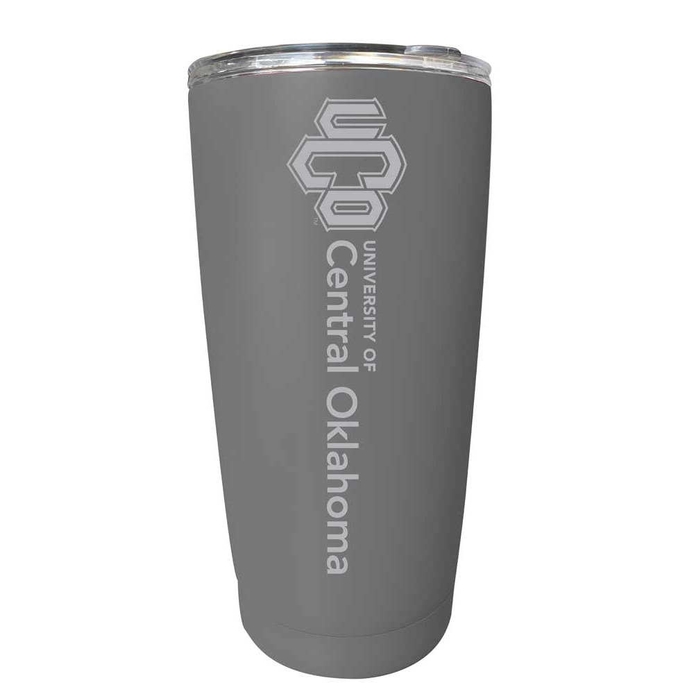 University Of Central Oklahoma Bronchos Etched 16 Oz Stainless Steel Tumbler (Gray)