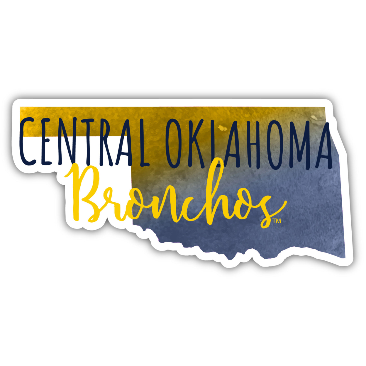 University Of Central Oklahoma Bronchos Watercolor State Die Cut Decal 2-Inch
