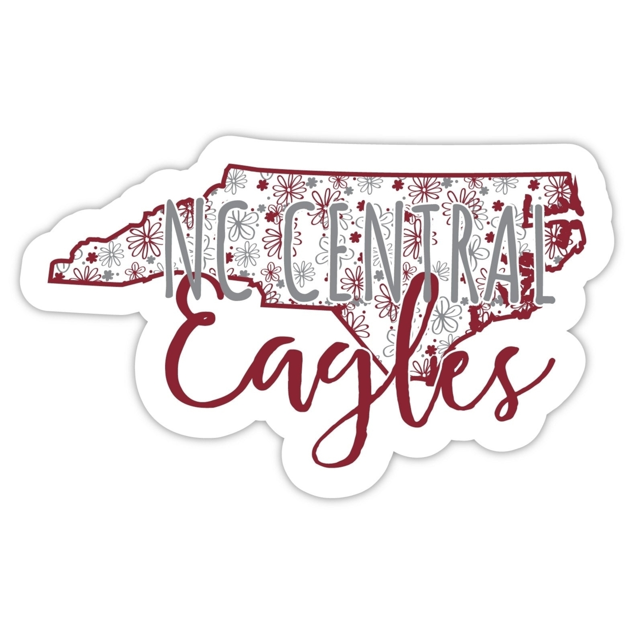 North Carolina Central Eagles Floral State Die Cut Decal 2-Inch