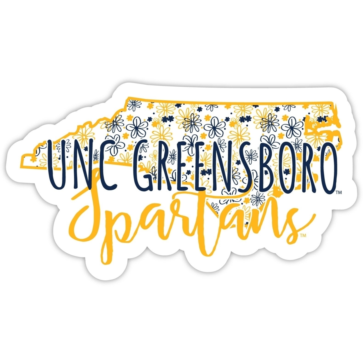 North Carolina Greensboro Spartans Floral State Die Cut Decal 2-Inch