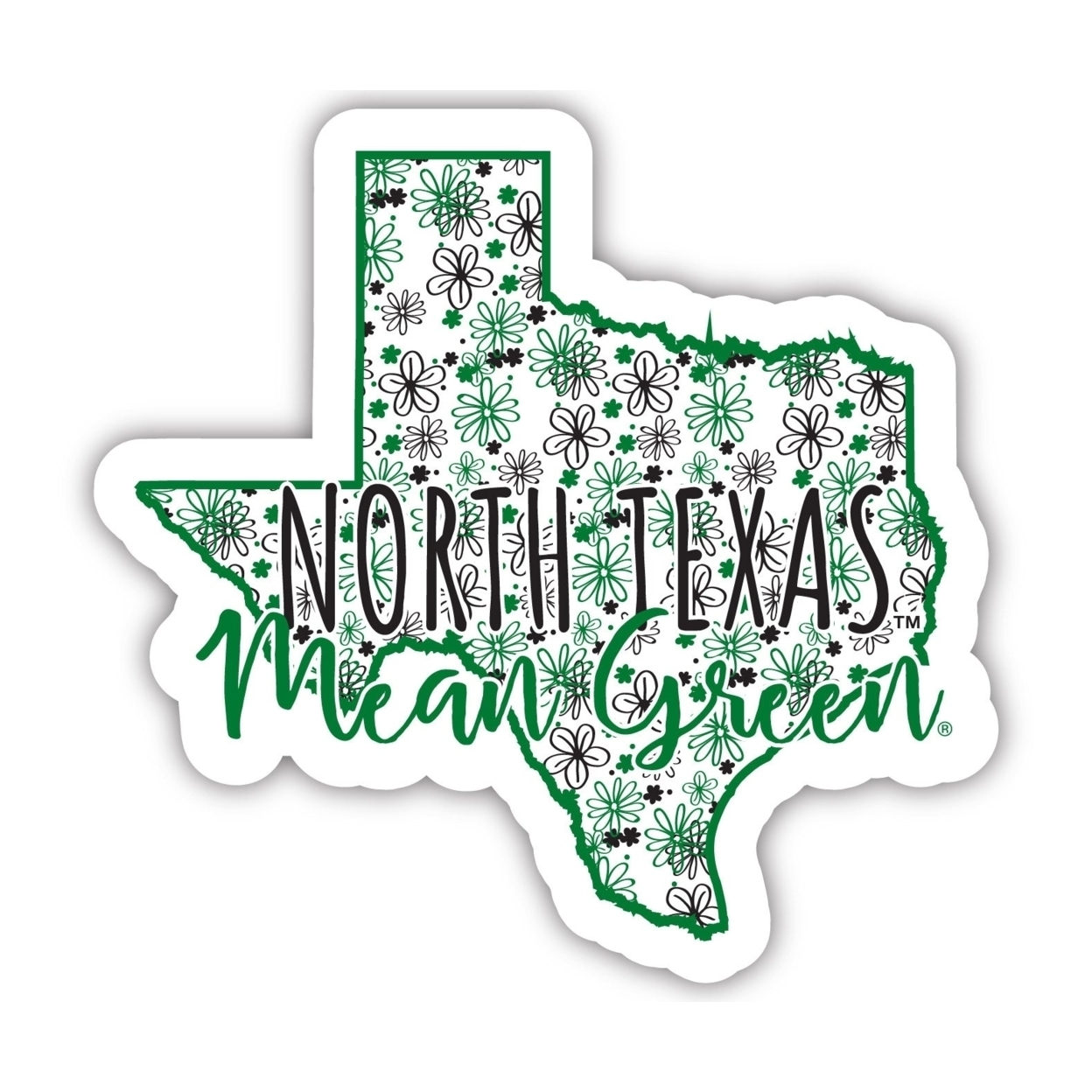 North Texas Floral State Die Cut Decal 2-Inch
