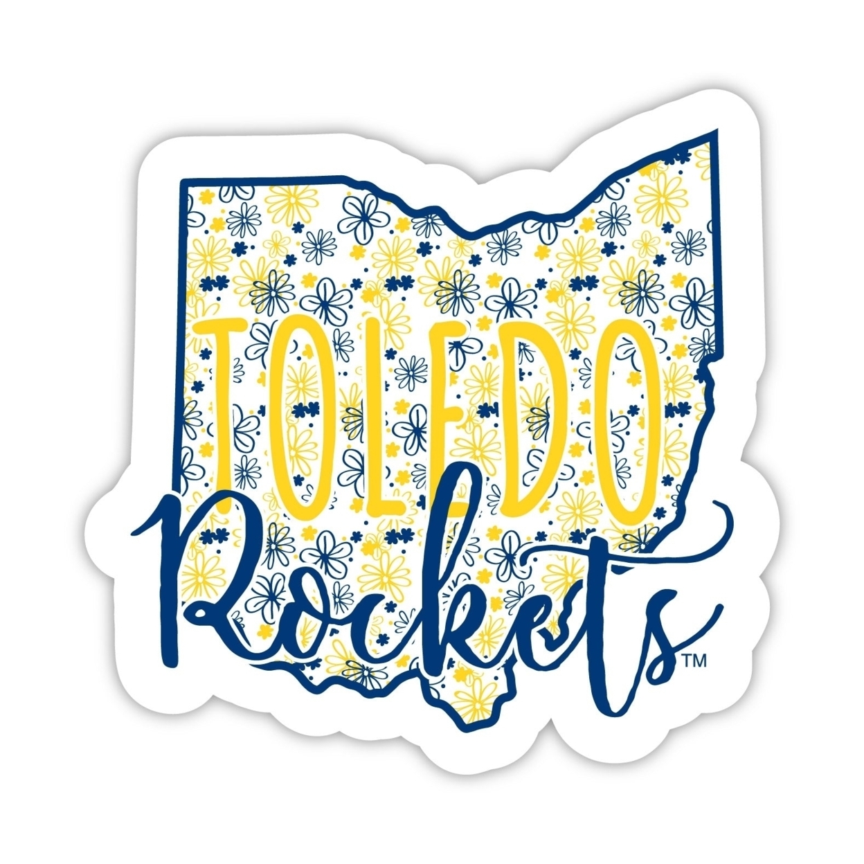 Toledo Rockets Floral State Die Cut Decal 2-Inch