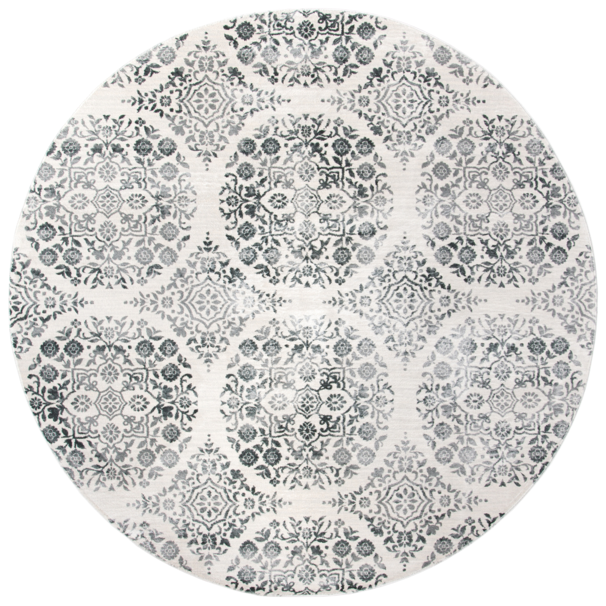 SAFAVIEH Isabella Collection ISA958H Charcoal / Ivory Rug - 6-7 X 6-7 Round