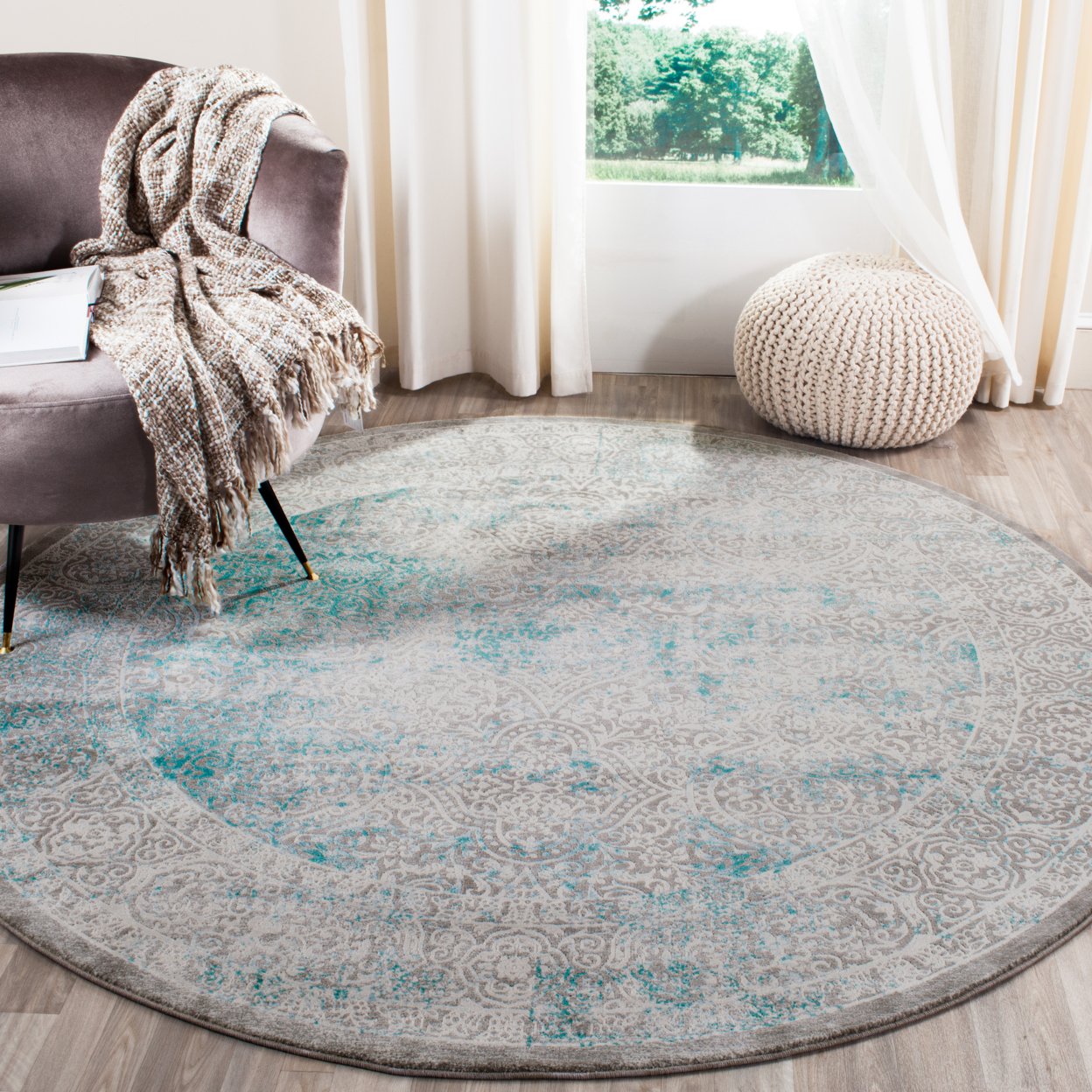SAFAVIEH Passion Collection PAS401B Turquoise / Ivory Rug - 2' 2 X 10'